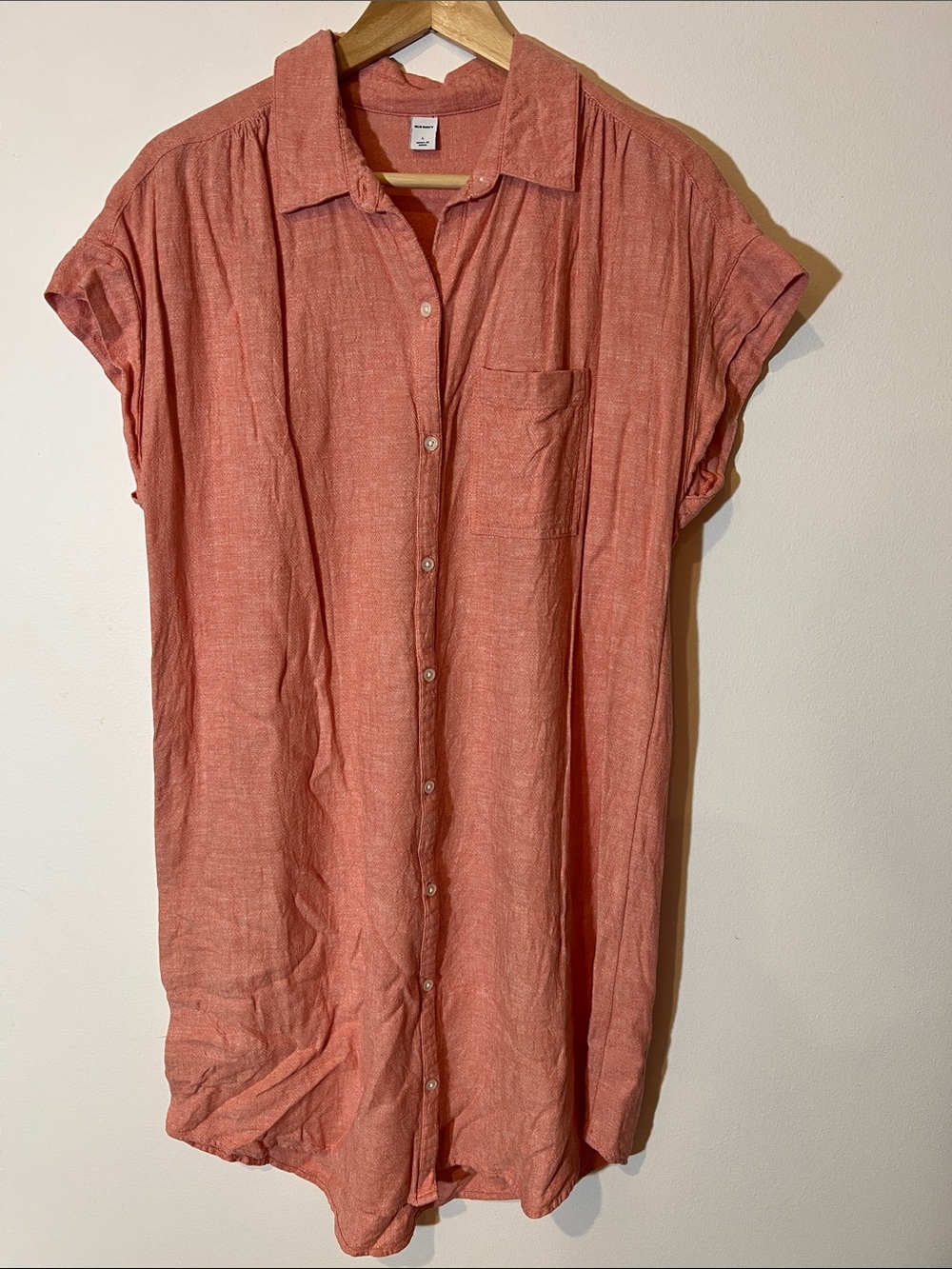 Old Navy Coral Button-Down Shirt Dress